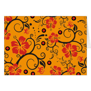 Pattern ARTs - Hibiskus-Dekor orange