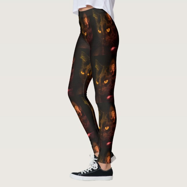 Pattern Black Cat Eyes Funny Halloween Leggings (Links)