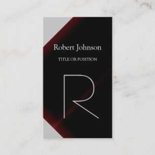 Pattern Black Gray Red Monogram Business Card Visitenkarte