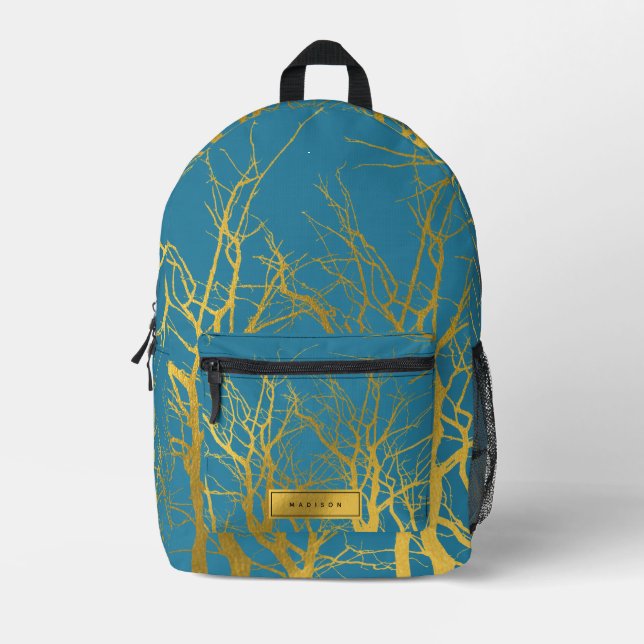 Pattern Blauer Individuelle Name für die Goldene B Bedruckter Rucksack (Vorderseite)