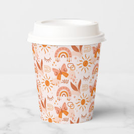 Pattern Boho Bohemisch Sunshine Butterfliegen Pappbecher