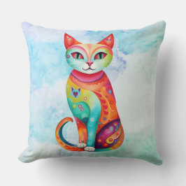 Pattern CatThrow-Pillow Kissen