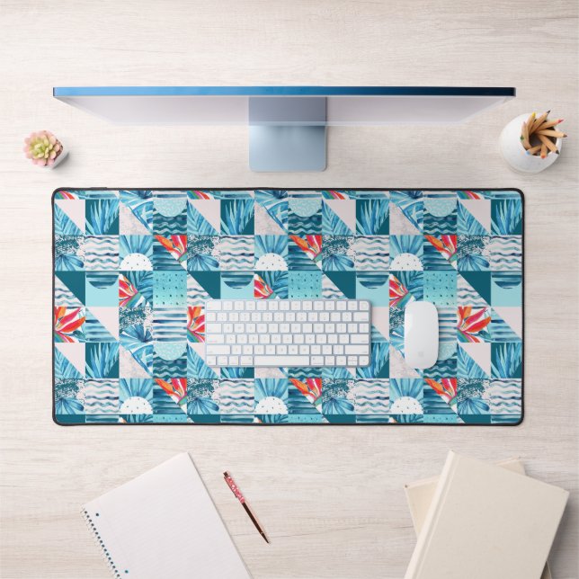 Pattern de Tropical Teal Geometric Abstract (Bureau 1)