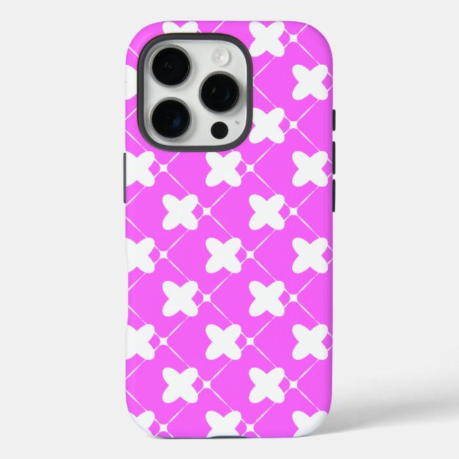 Pattern Design in Pink and White iPhone 16 Pro Hülle (Rückseite)