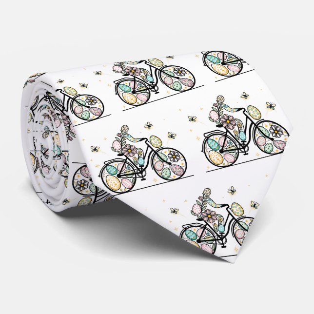 Pattern Easter Bicycle Design Krawatte (Gerollt)