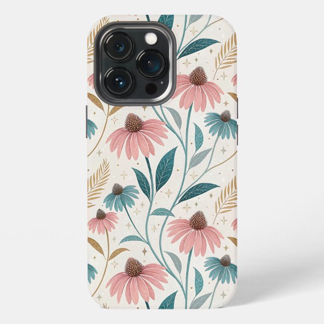 Pattern Echineceas Glitter iPhone 13 Pro Hülle (Hinten)