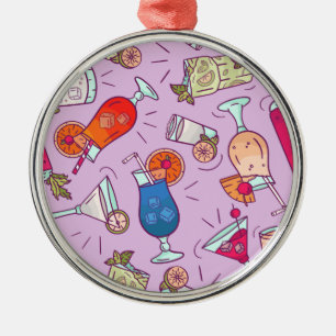 Pattern echte Cocktails und Longdrinks Ornament Aus Metall