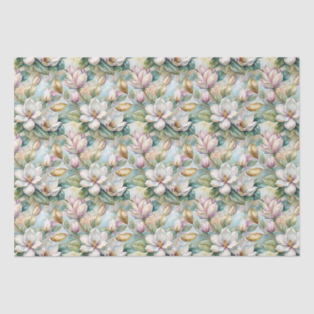 Pattern Elegant Magnolia Flowers Seidenpapier (Vorderseite)