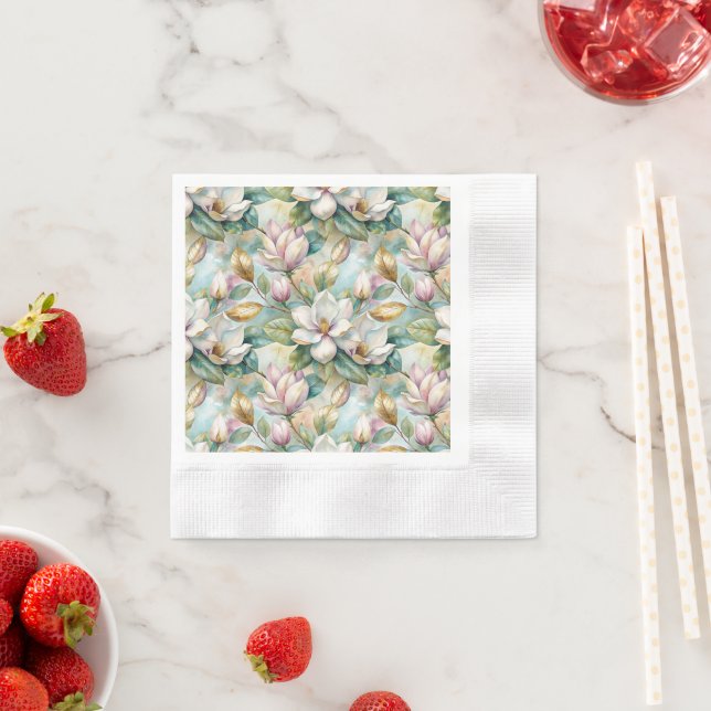 Pattern Elegant Magnolia Flowers Serviette (Beispiel)