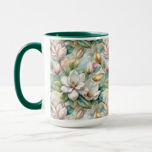 Pattern Elegant Magnolia Flowers Tasse (Links)
