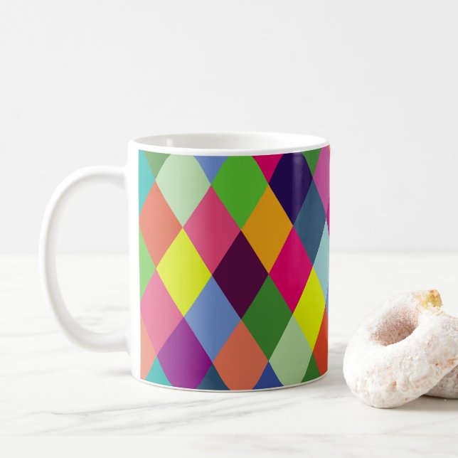 Pattern Fashion Colorful - Moderner FrühlingsHipst Kaffeetasse (Mit Donut)