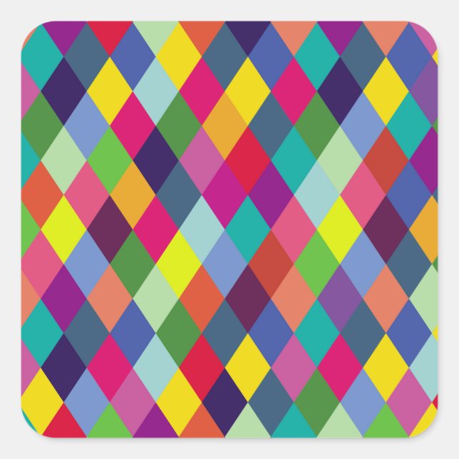 Pattern Fashion Colorful - Moderner FrühlingsHipst Quadratischer Aufkleber (Vorderseite)