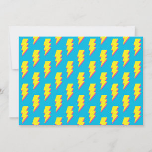 Pattern Fun Blue Yellow Bolt Neon Retro der 80er/9 Einladung