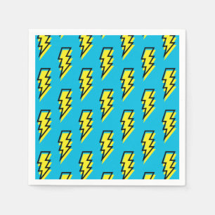 Pattern Fun Blue Yellow Bolt Neon Retro der 80er/9 Serviette