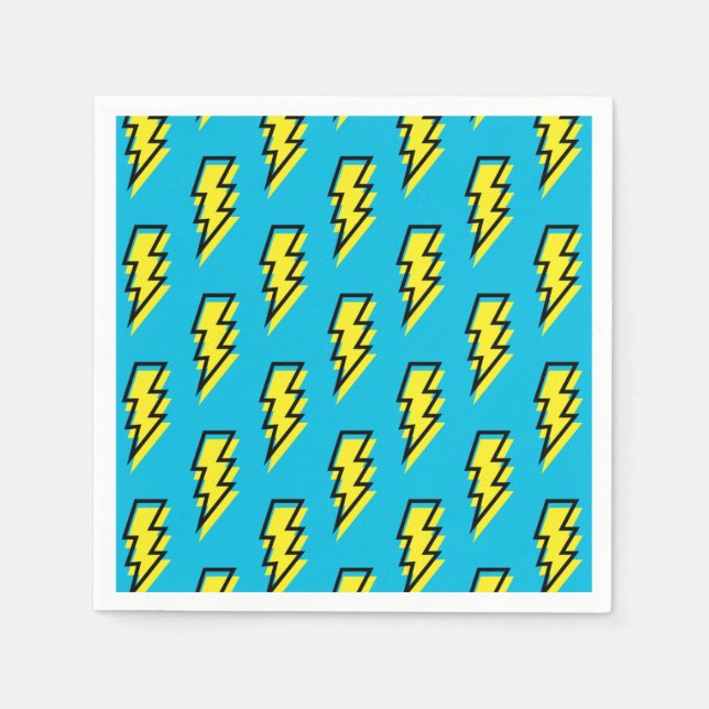 Pattern Fun Blue Yellow Bolt Neon Retro der 80er/9 Serviette (Vorderseite)