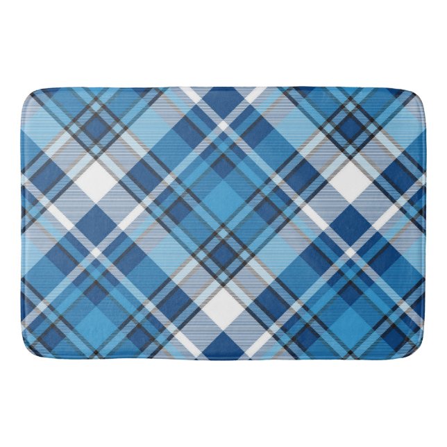Pattern Geometric Vintag Trendy Blue Badematte (Vorderseite)