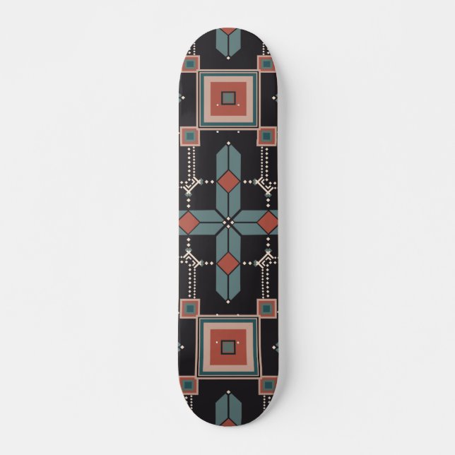 Pattern Geometric Vintag Trendy Skateboard (Vorne)