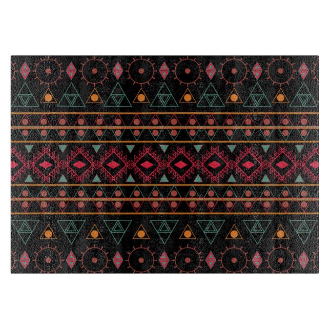 Pattern Geometric Vintag Trendy Stilvoll farbig Schneidebrett (Vorderseite)
