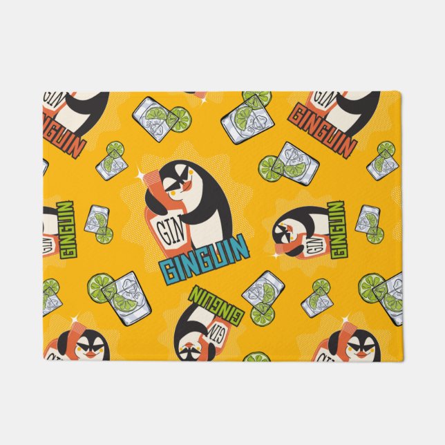 Pattern-Gin, Ginguin-Pinguin-Geschenk für Gin-Fans Fußmatte (Vorderseite)