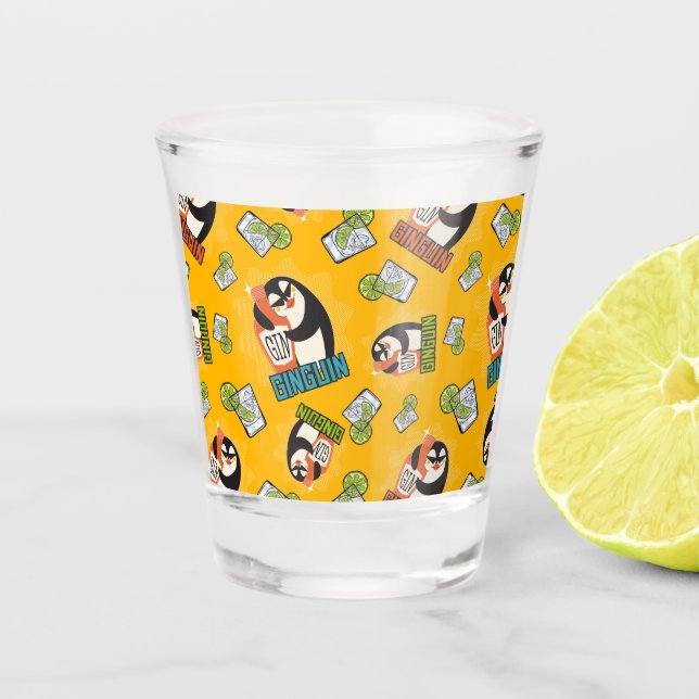 Pattern-Gin, Ginguin-Pinguin-Geschenk für Gin-Fans Schnapsglas (Vorderseite)