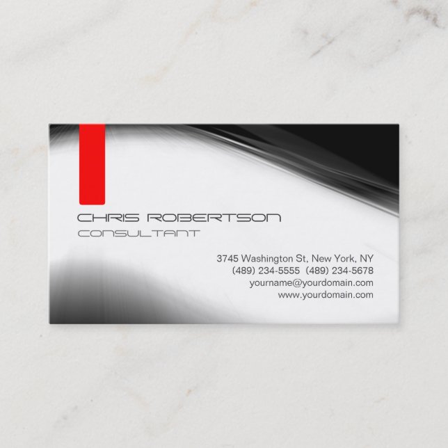 Pattern Grau Weiß Red Attractive Business Card Visitenkarte (Vorderseite)