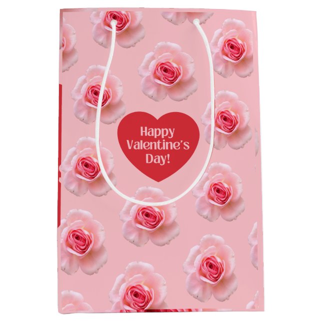 Pattern Happy Valentine`s Day 2024 Hintergrund Mittlere Geschenktüte (Vorderseite)