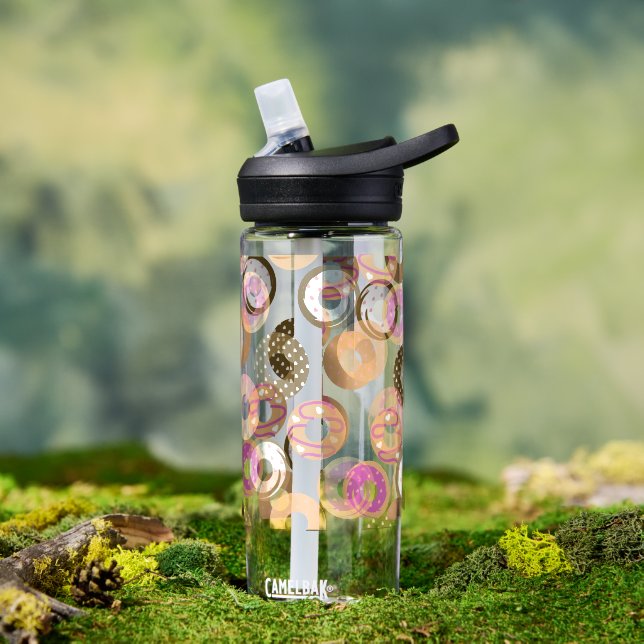 Pattern Heart Donuts Valentines Pink Water Bottle Trinkflasche (Außenbereich)