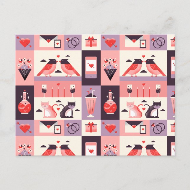 Pattern Herz Liebe Romance Valentinstag Hochzeit Postkarte (Vorderseite)