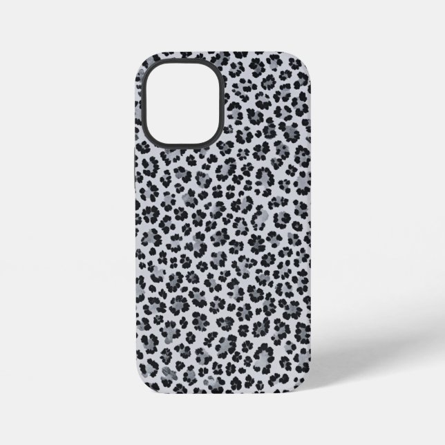 Pattern Leopard Print Gray iPhone 12 Mini Hülle (Rückseite)