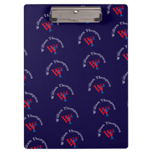 pattern name personalized red/blue monogrammed klemmbrett