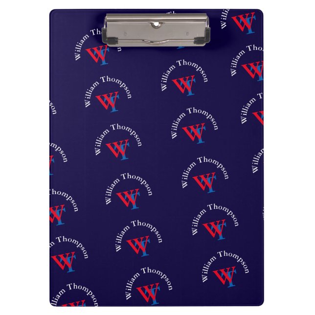 pattern name personalized red/blue monogrammed klemmbrett (Vorderseite)