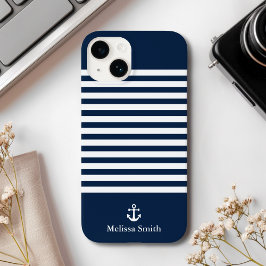 Pattern Navy blue and white bands Blue Navy Case-Mate iPhone 14 Hülle