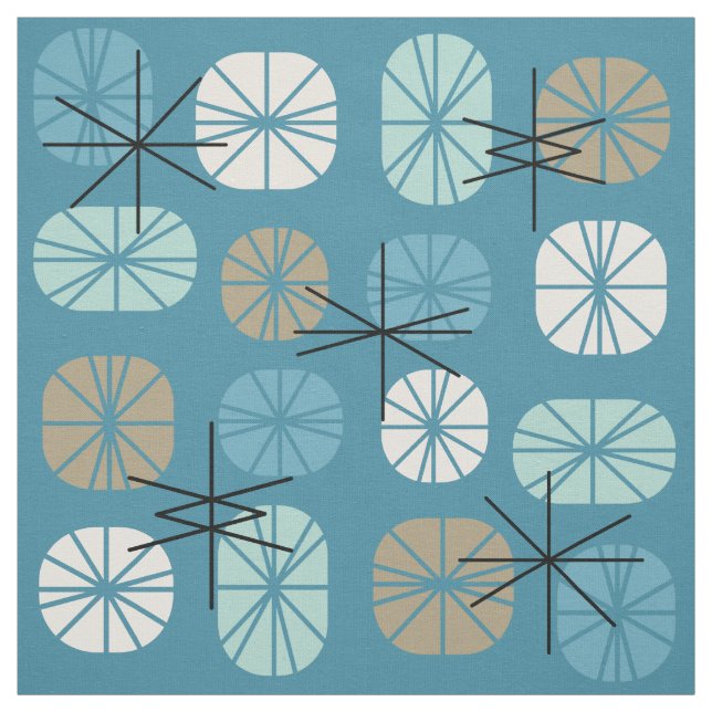 Pattern Oblongs Aquamarin White Gold Stoff (Muster)