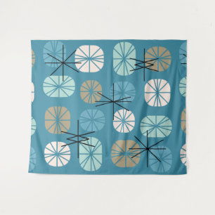 Pattern Oblongs Aquamarin White Gold Wandteppich