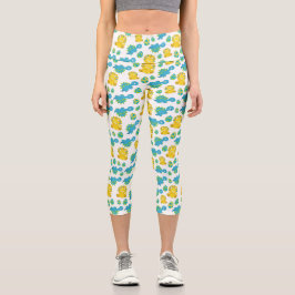 Pattern of Dinosaurs, Cute Dinosaurs, Baby Dino Capri Leggings