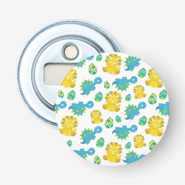 Pattern of Dinosaurs, Cute Dinosaurs, Baby Dino Flaschenöffner (Vorderseite)