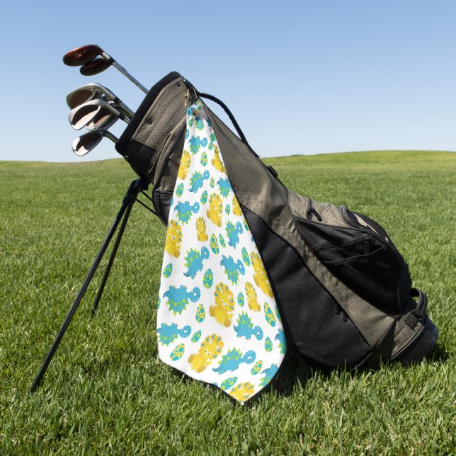Pattern of Dinosaurs, Cute Dinosaurs, Baby Dino Golfhandtuch (Gras)