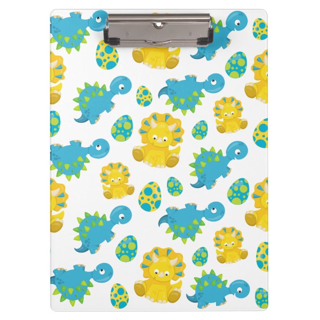 Pattern of Dinosaurs, Cute Dinosaurs, Baby Dino Klemmbrett (Vorderseite)
