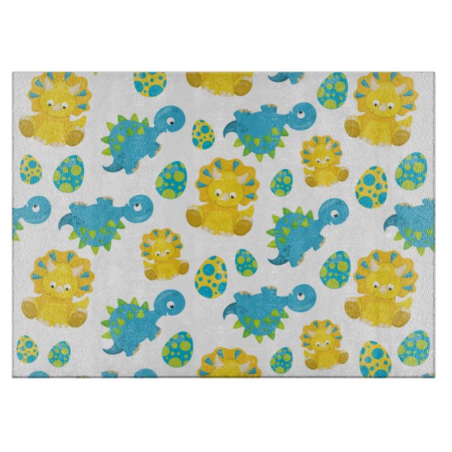 Pattern of Dinosaurs, Cute Dinosaurs, Baby Dino Schneidebrett (Vorderseite)