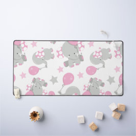 Pattern of Elephants, Cute Elephants - Pink Gray