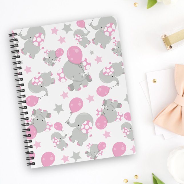 Pattern of Elephants, Cute Elephants - Pink Gray (Créateur téléchargé)