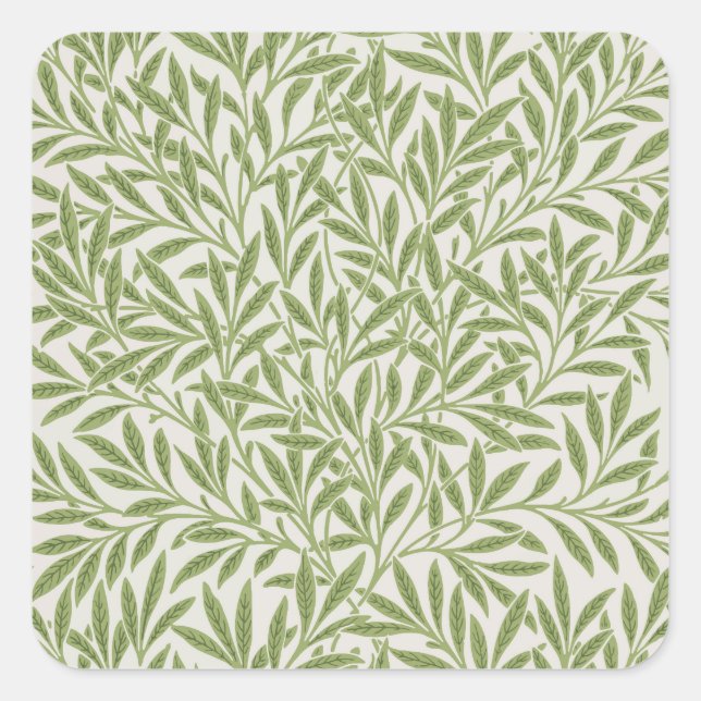 Pattern of green leafy branches  quadratischer aufkleber (Vorderseite)