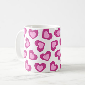 Pattern of Hearts Stylish Modern White Pink Chic  Kaffeetasse