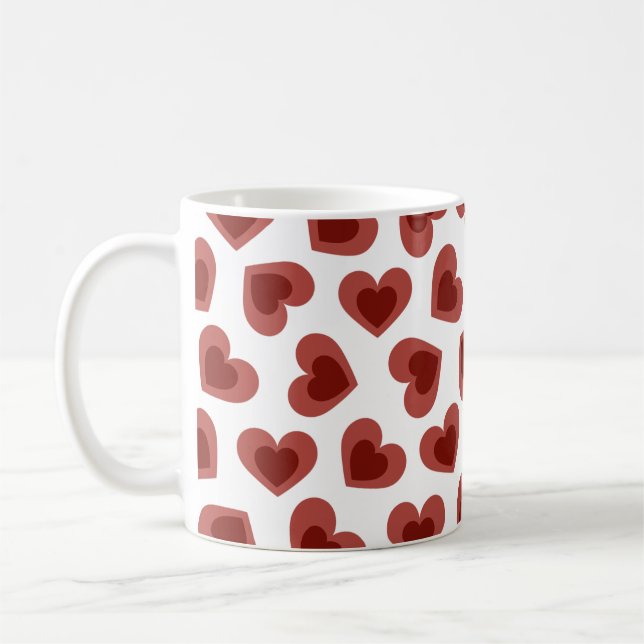 Pattern of Hearts Stylish Modern White Red Chic  Kaffeetasse (Links)