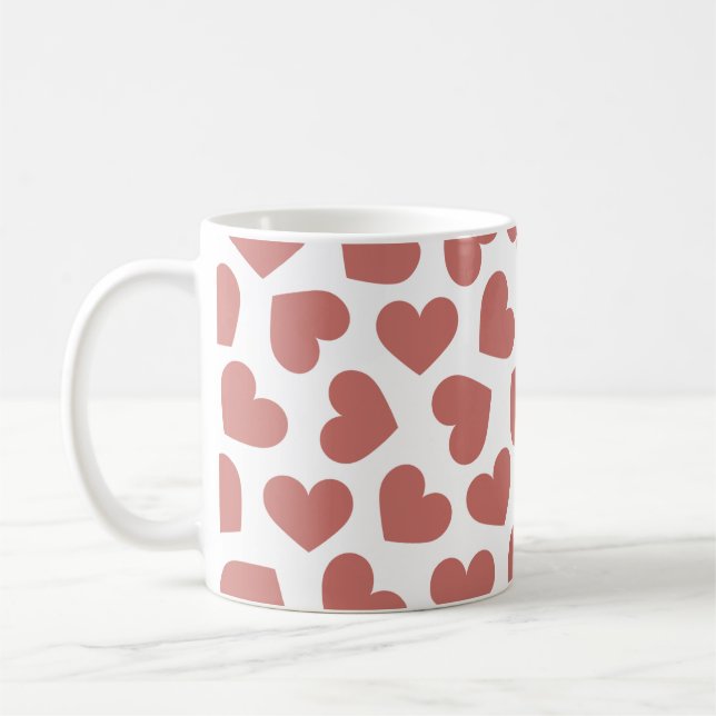 Pattern of Hearts Stylish Modern White Red Chic  Kaffeetasse (Links)