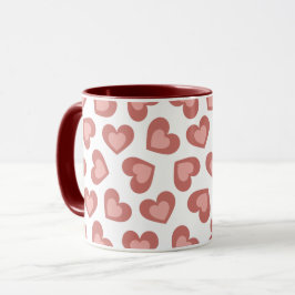Pattern of Hearts Stylish Modern White Red Chic Tasse