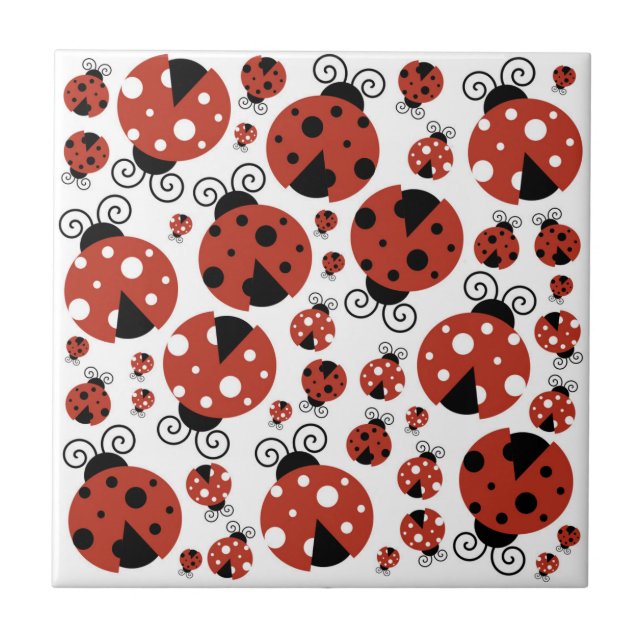 Pattern of Ladybugs, Cute Ladybugs, Red Ladybugs Fliese (Vorderseite)