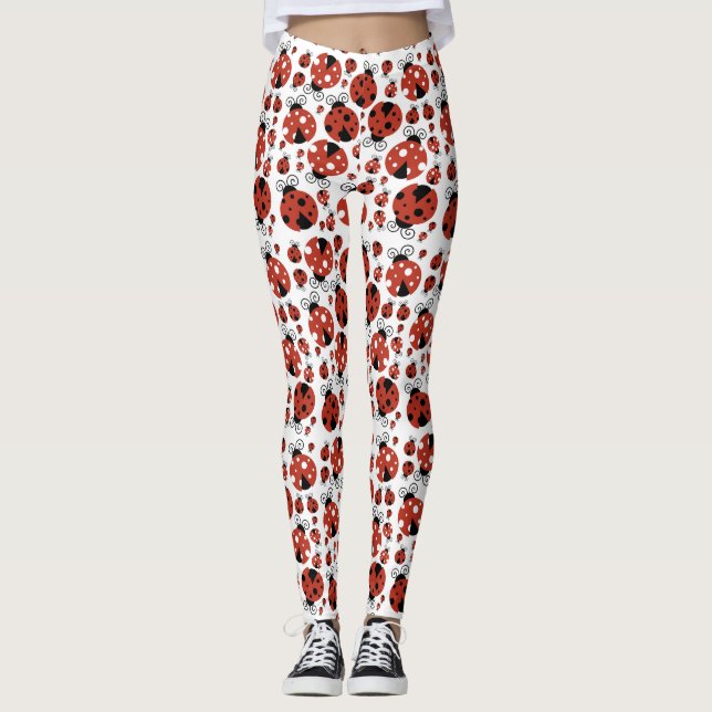 Pattern of Ladybugs, Cute Ladybugs, Red Ladybugs Leggings (Vorderseite)