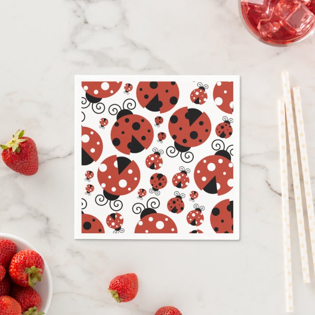 Pattern of Ladybugs, Cute Ladybugs, Red Ladybugs Serviette (Beispiel)