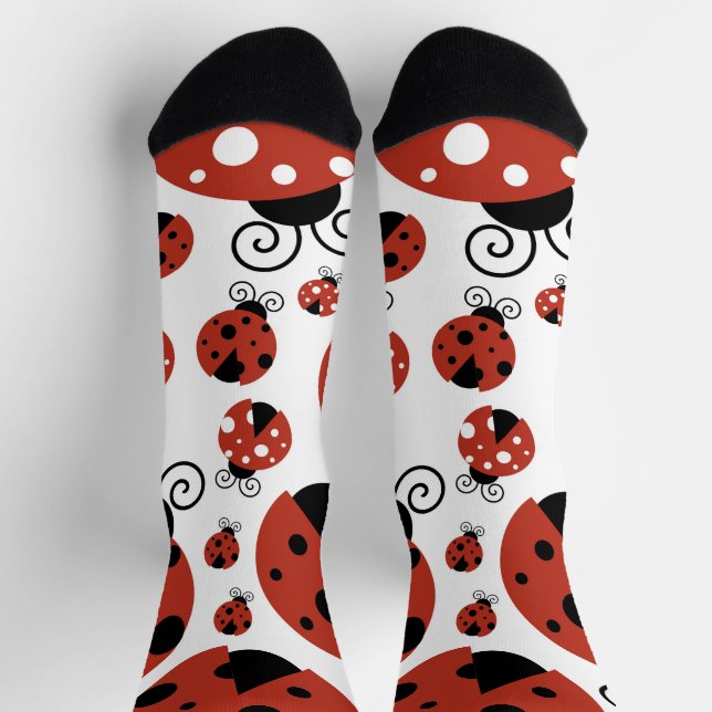 Pattern of Ladybugs, Cute Ladybugs, Red Ladybugs Socken (Oben)